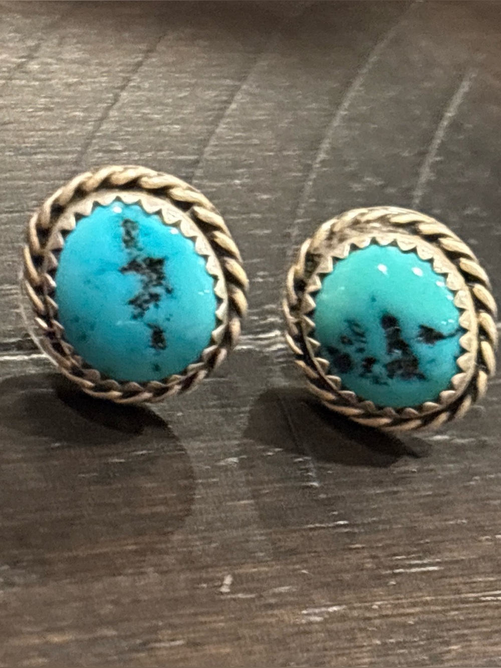 Vintage Sterling Silver 925 Southwestern Style Turquoise Stud Earrings